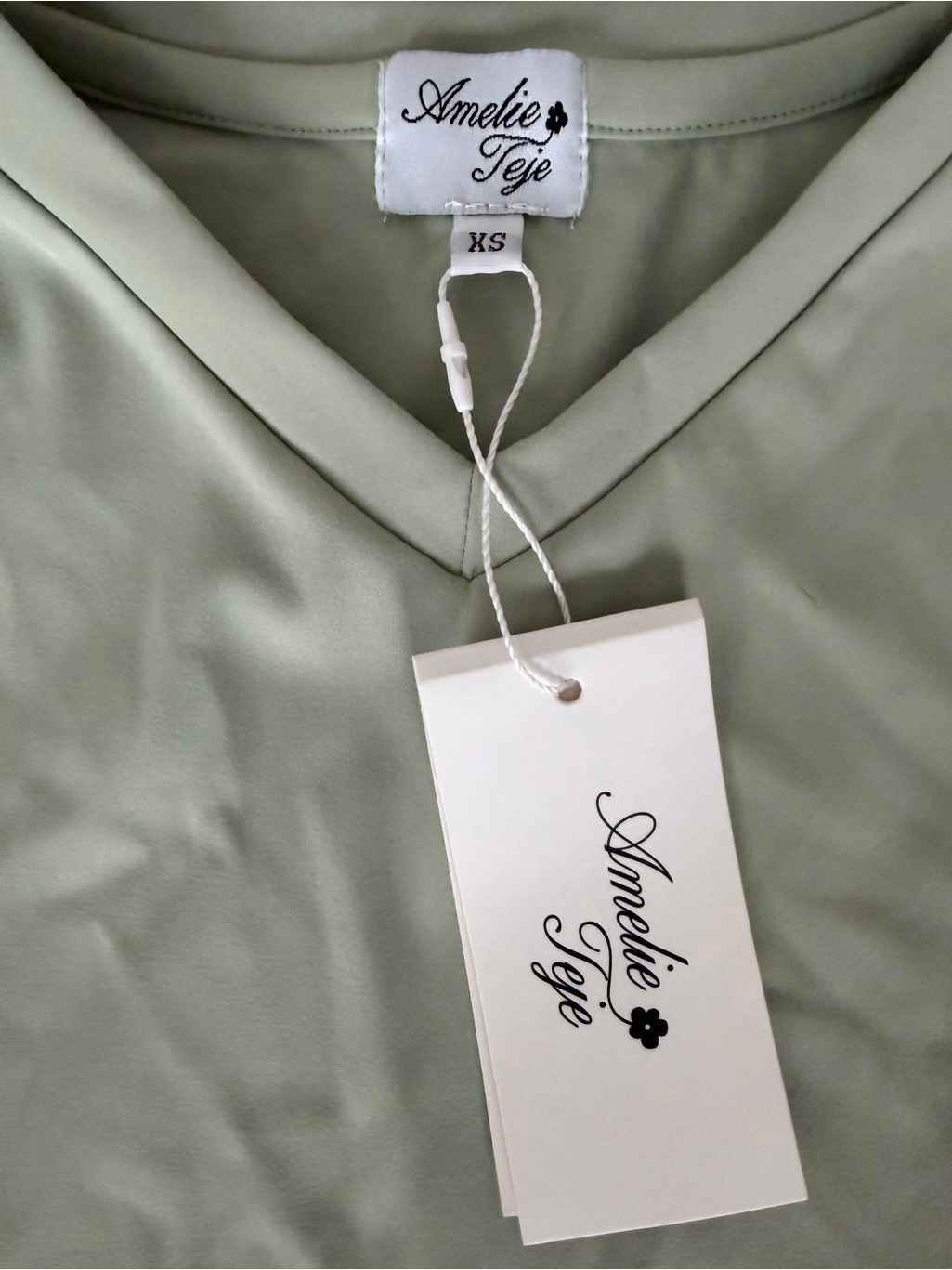 Amelie Teje Sage Green V-Neck Cropped Top — image 3 of 5